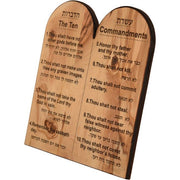 Medium-The Ten Commandments on Olive Wood Hebrew-English  4.9x4.5 Inches - Lion of Judah Market