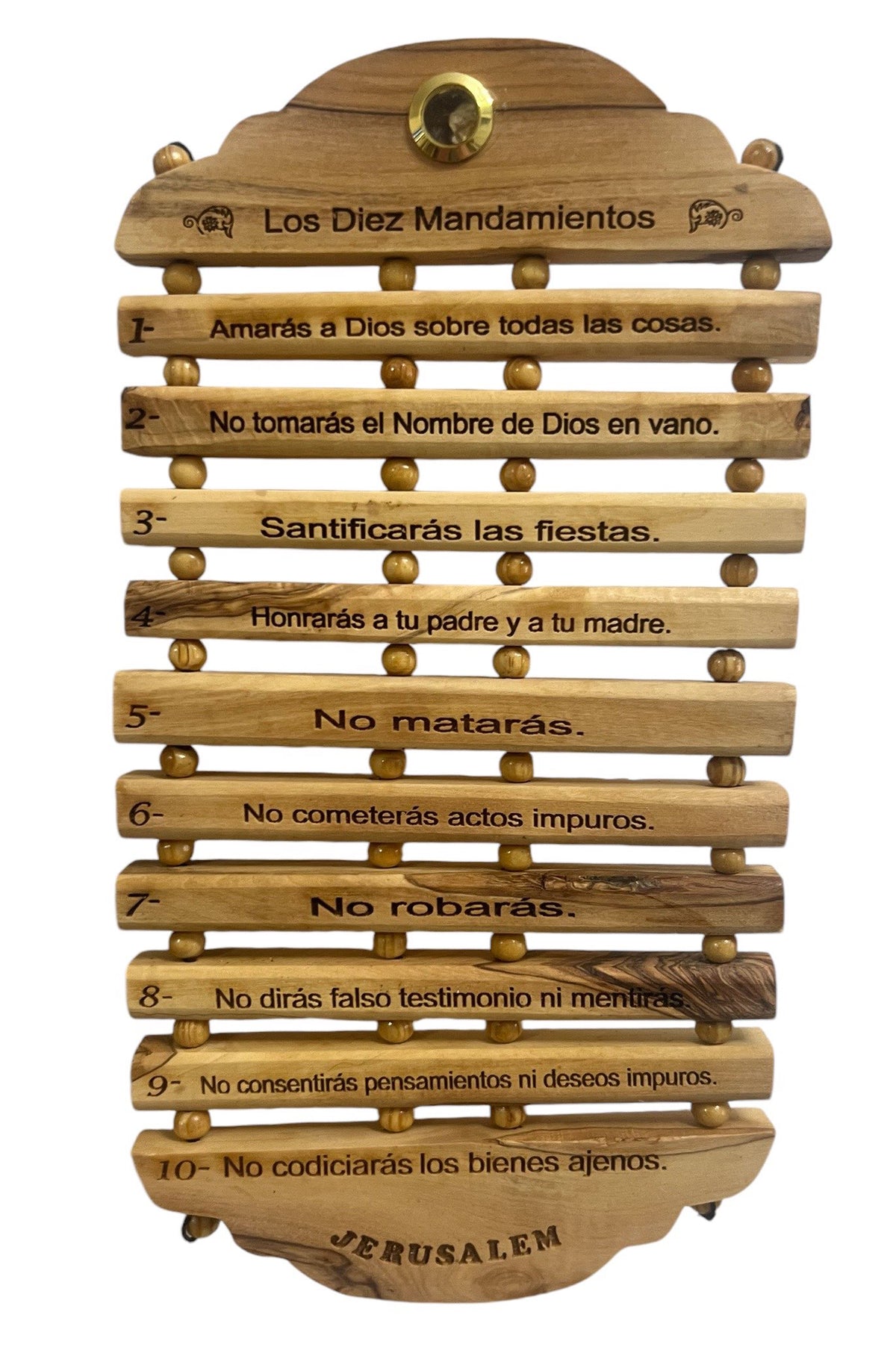 Olive Wood Ten 10 Commandments Wall Art in Spanish 11" | Lion of Judah Market