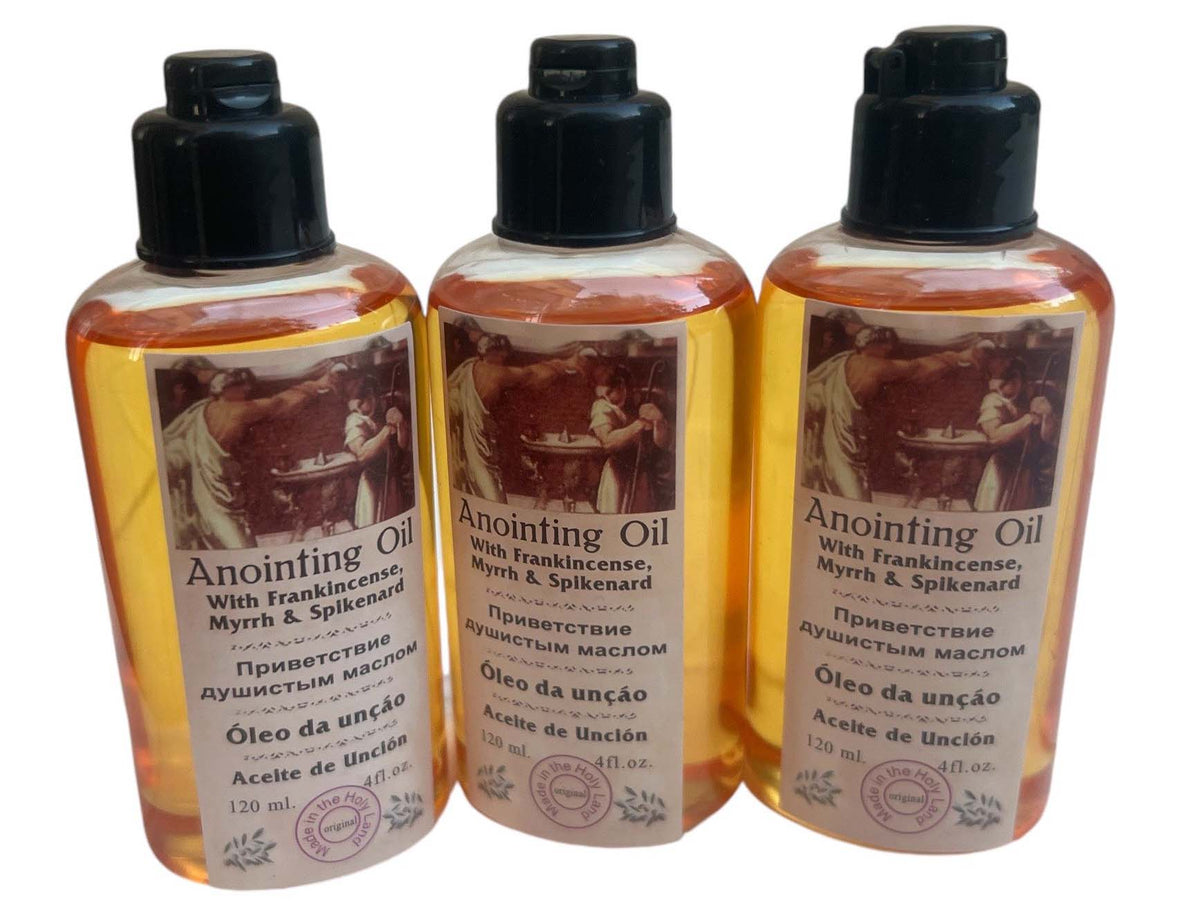 3 Bottles Anointing Oil Frankincense, Myrrh and Spikenard 120ml Jerusalem - Lion of Judah Market