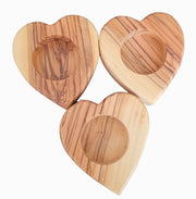Lot of 3 Bethlehem Olive Wood Heart Candle Holders - Lion of Judah Market