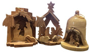 Set of 3 Bethlehem Olive Wood Traditional Christmas Tree Ornaments 2.6" - Lion of Judah Market