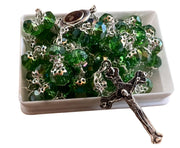 LION OF JUDAH MARKET Green Crystal Beads Catholic Rosary Holy Soil