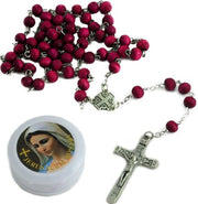 Red Rose Scented Rosary Beads Catholic Necklace Christian Pendant prayer Blessed Wood Long Israel
