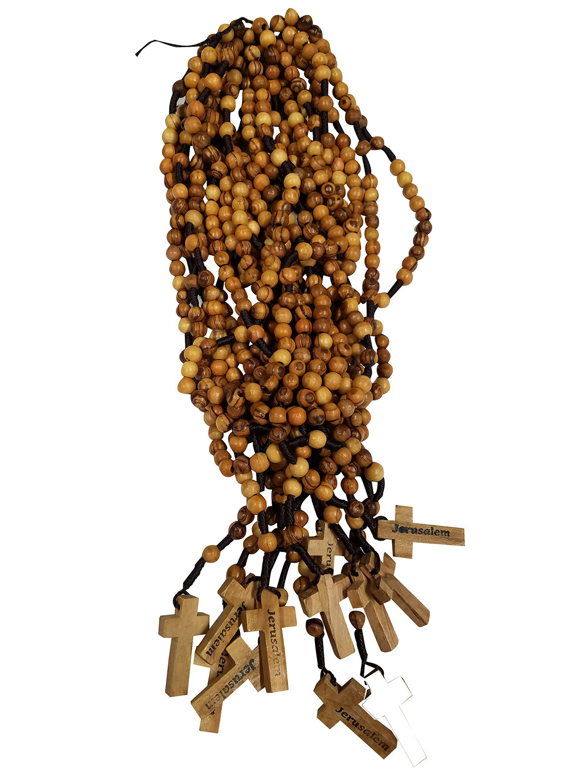 LION OF JUDAH MARKET Dozen 12pcs Authentic Olive Wood Beads Jesus Rosaries Handmade Nazareth Holy Land