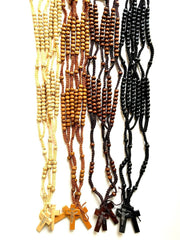 Wood Beads Rosary Set of Twelve Prayer Necklaces Handmade Jesus Cross Jerusalem