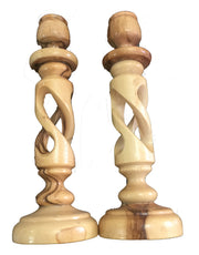 Pair of Olive Wood 6.25" Candlesticks from Bethlehem - Lion of Judah Market