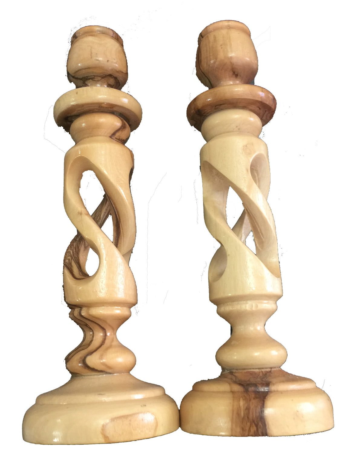 Pair of Olive Wood 6.25" Candlesticks from Bethlehem - Lion of Judah Market