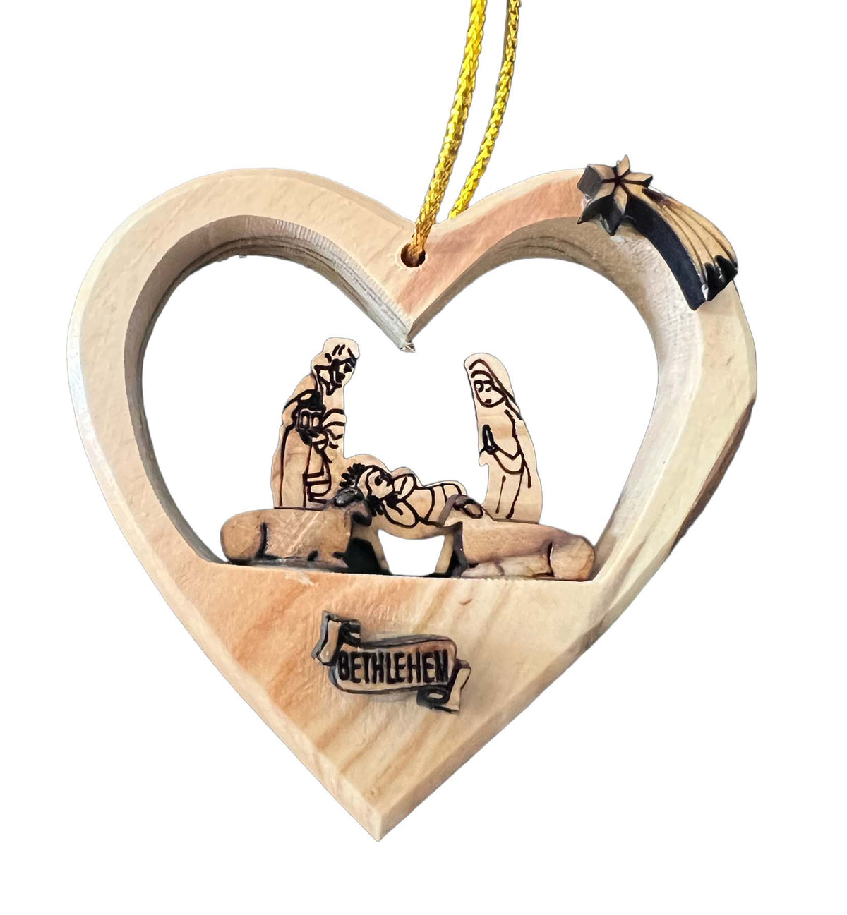 Olive Wood Christmas Tree Nativity Scene Ornaments 3.5" - Lion of Judah Market