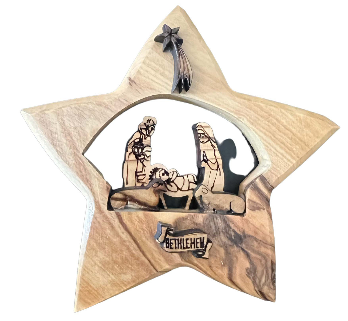 Olive Wood Christmas Tree Nativity Scene Ornaments 3.5" - Lion of Judah Market