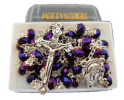 Deep Purple Crystal Beads Catholic Rosary Holy Soil - Lion of Judah Market
