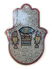 Armenian Ceramic Tabgha Hamsa Door Plaque from Jerusalem - Lion of Judah Market