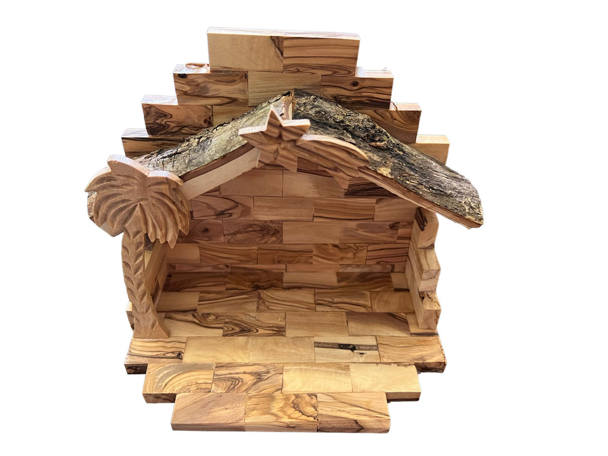 Bethlehem Olive Wood Christmas Nativity Manger House - Medium 6" high - Lion of Judah Market