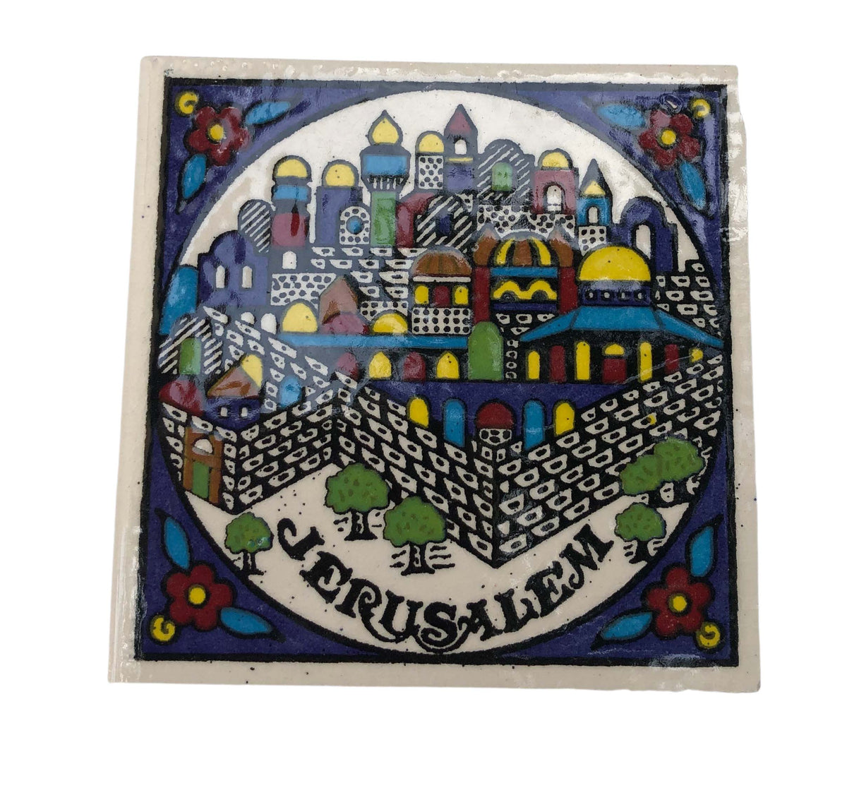 Armenian Ceramic Jerusalem View Fridge Magnet from Jerusalem - Lion of Judah Market