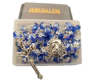 Light Blue Crystal Beads Catholic Rosary Holy Soil - Lion of Judah Market