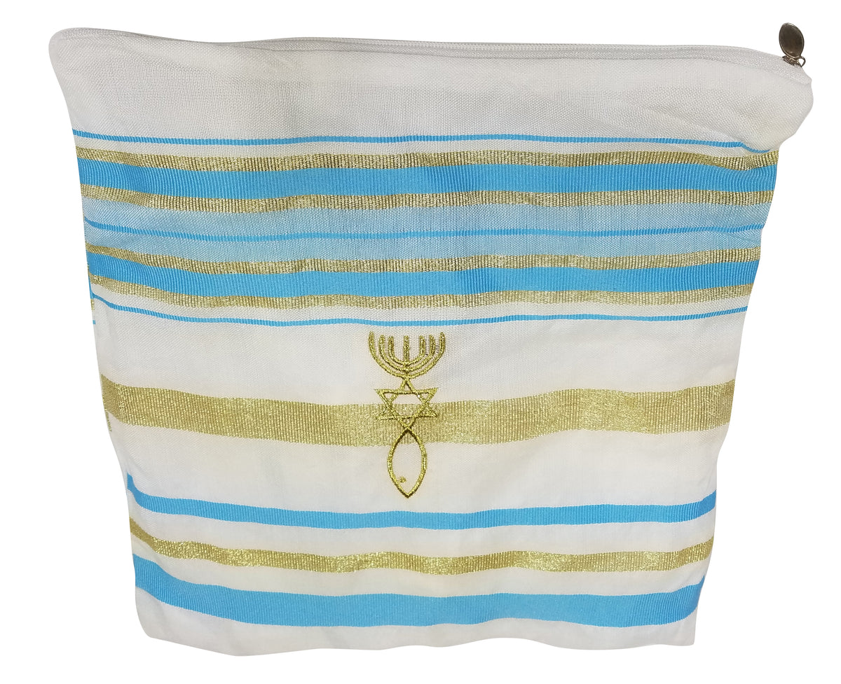 Messianic Grafted-In Prayer Shawl Tallit Light Blue 72"x22" - Lion of Judah Market