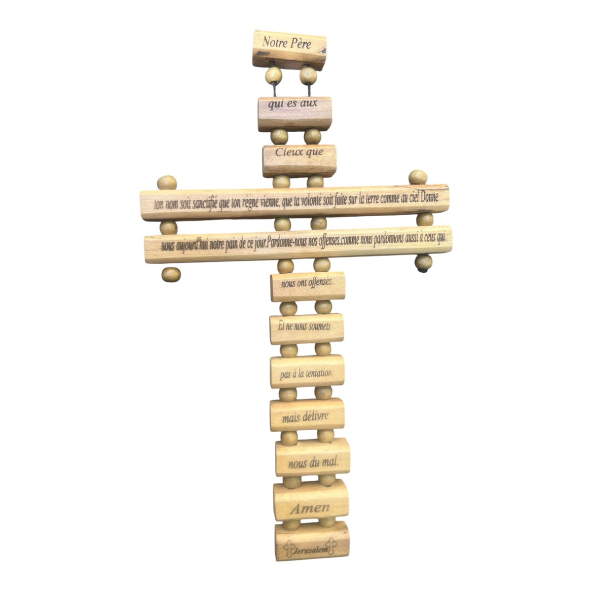 Wall Cross 9" with Lord's Prayer (Our Father Prayer) - French - Lion of Judah Market