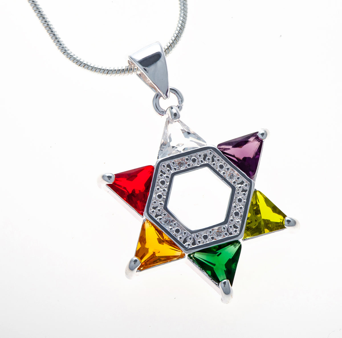 Colorful Crystals Star of David Pendant Necklace - Lion of Judah Market