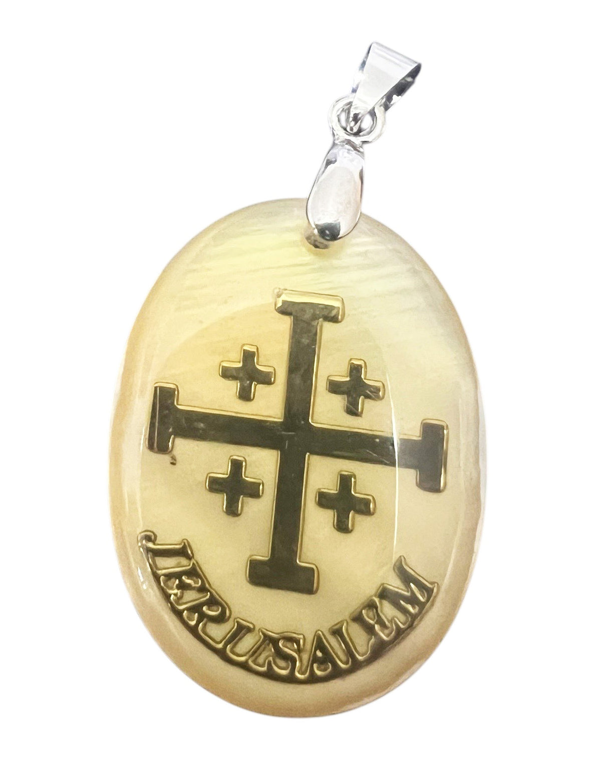 Mother of Pearl Jerusalem Cross Pendant - Lion of Judah Market