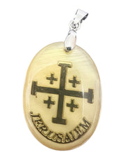 Mother of Pearl Jerusalem Cross Pendant - Lion of Judah Market