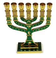 Green Enamel Menorah 4.75" - Lion of Judah Market