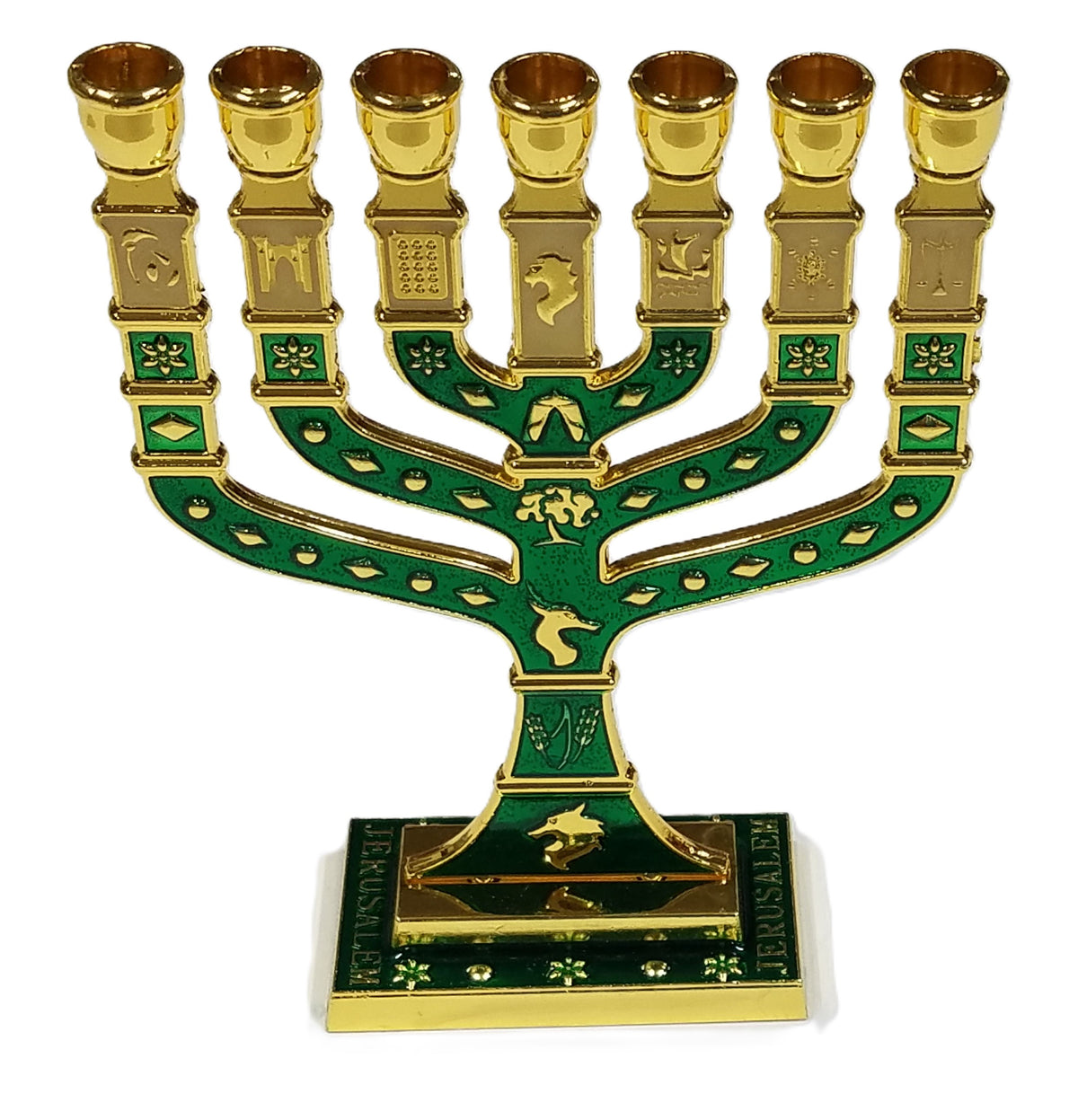 Green Enamel Menorah 4.75" - Lion of Judah Market