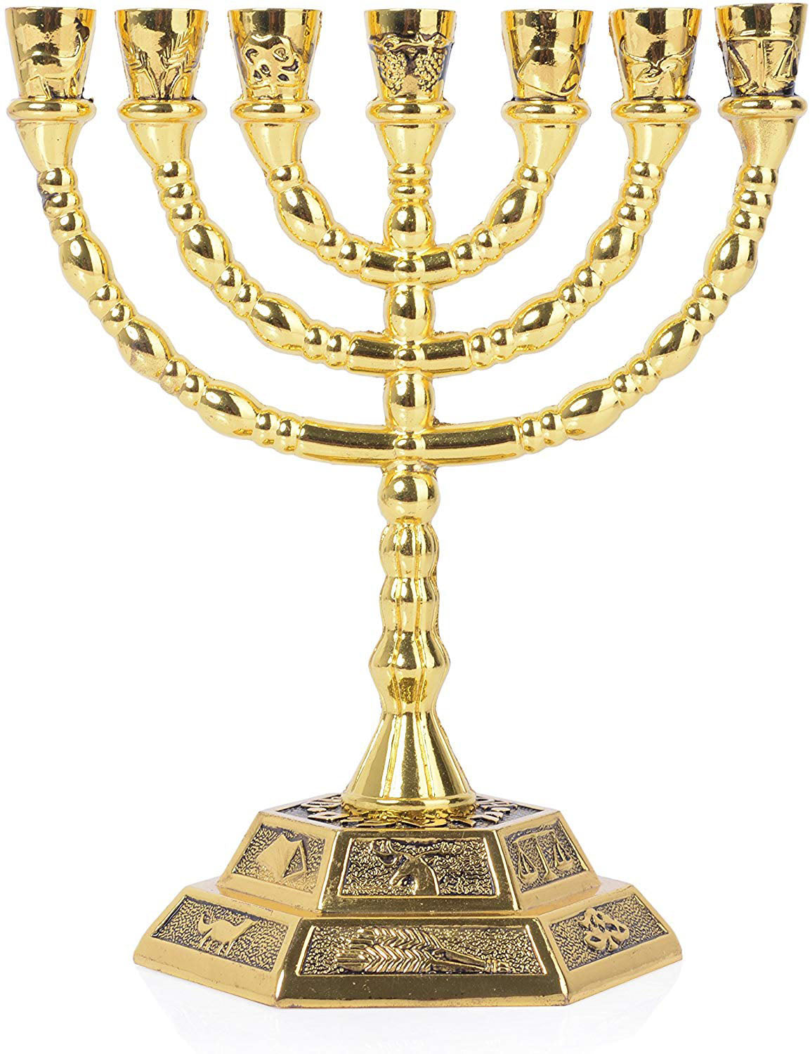 12 Tribes Menorah Gold 8" - Lion of Judah Market