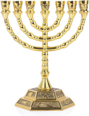 12 Tribes Menorah Gold 8" - Lion of Judah Market