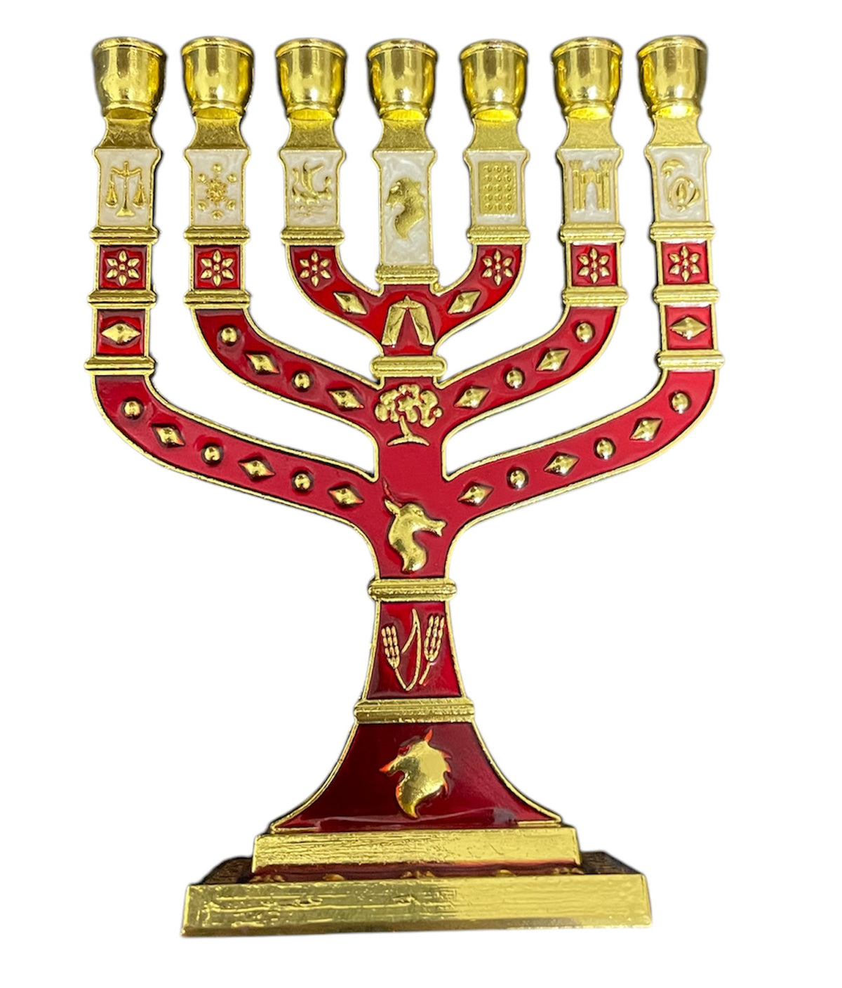 Red Enamel Menorah 4.75" - Lion of Judah Market