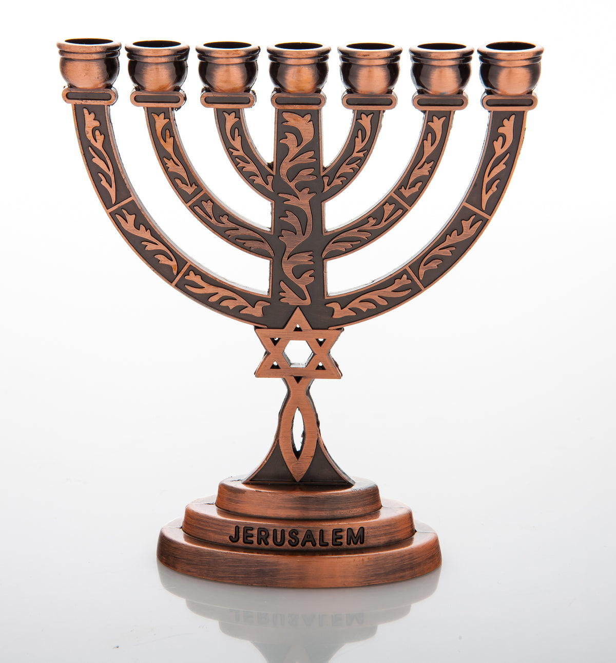 Messianic Grafted-In Copper Menorah 4" - Lion of Judah Market