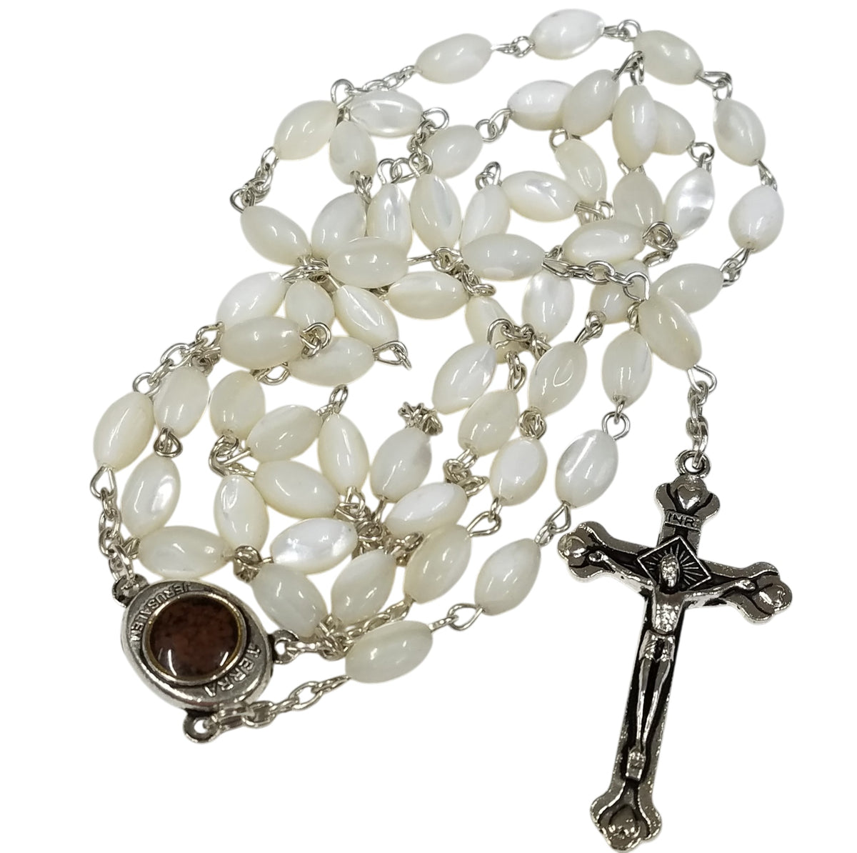 Mother of Pearl Beads Catholic Rosary Holy Soil - Lion of Judah Market