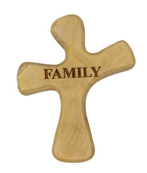 Olive wood 'Family' Comfort Cross 4.25" - Lion of Judah Market