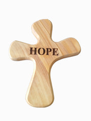 Olive wood 'HOPE' Comfort Cross 4.25" - Lion of Judah Market