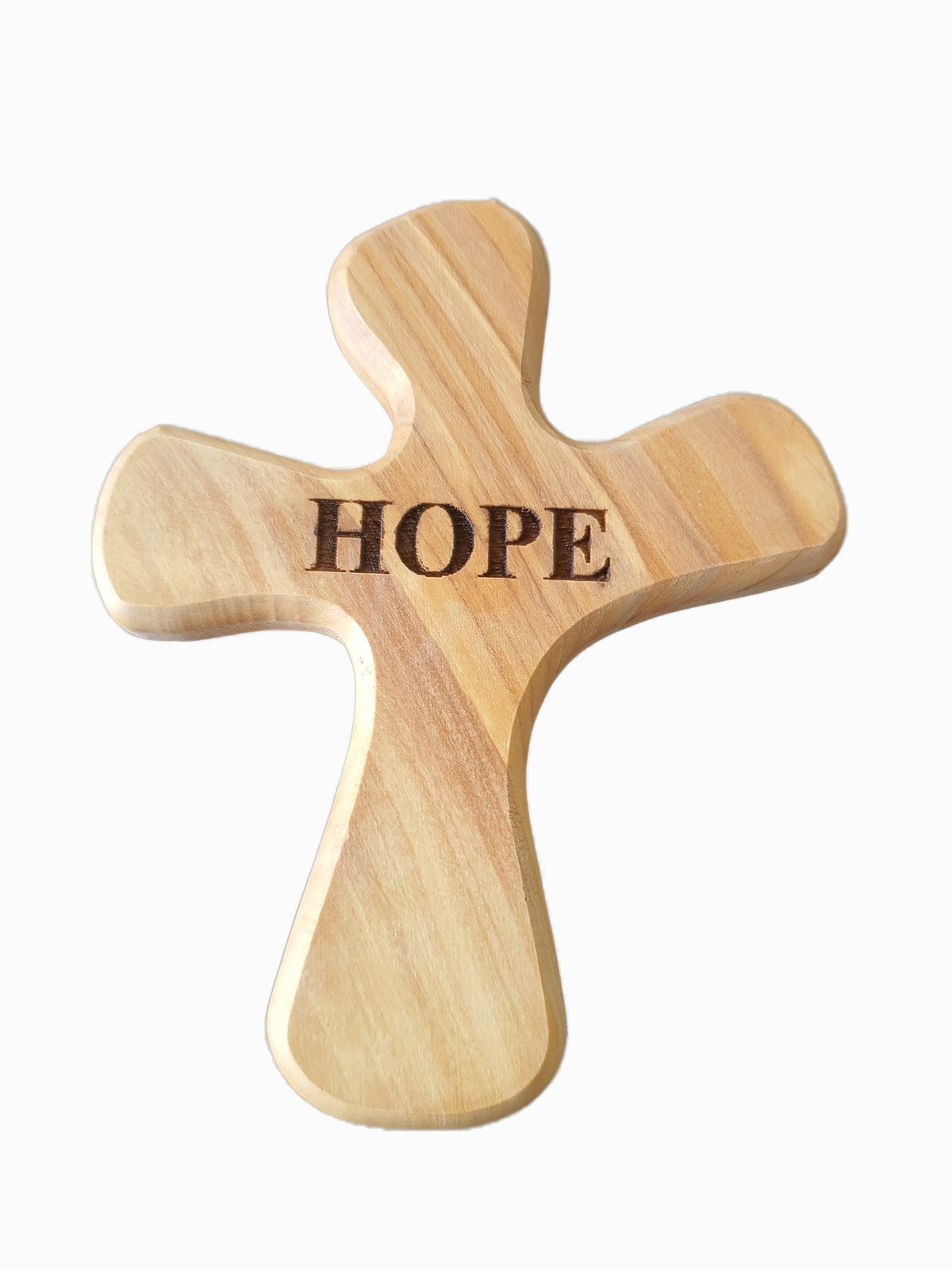 Olive wood 'HOPE' Comfort Cross 4.25" - Lion of Judah Market