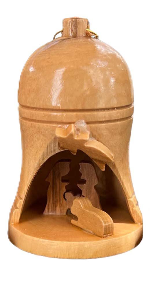 Christmas Tree Olive Wood Decoration Bell 2.8" - Lion of Judah Market