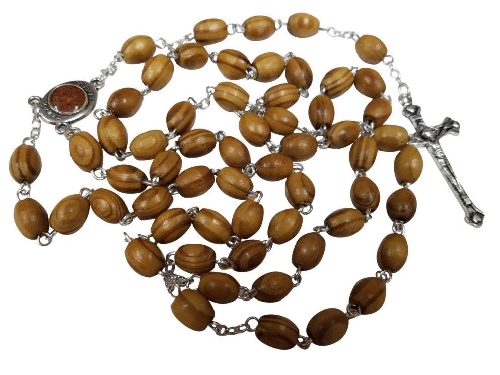 Handcarved Olive Wood Rosary Beads with Holy Land Earth Soil and Silver Plated Crucifix - 1 - Lion of Judah Market