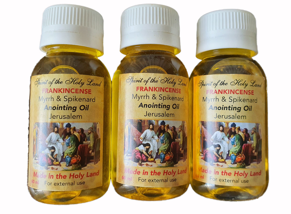3 Bottles of Frankincense Myrrh Spikenard Anointing Oil Blessed in Jerusalem Holy Land 60 ml - Lion of Judah Market