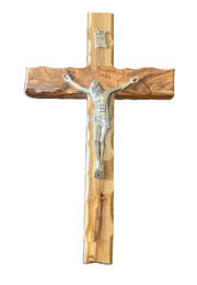 Olive Wood Wall Cross Crucifix from Jerusalem - 10 inches Height - Lion of Judah Market