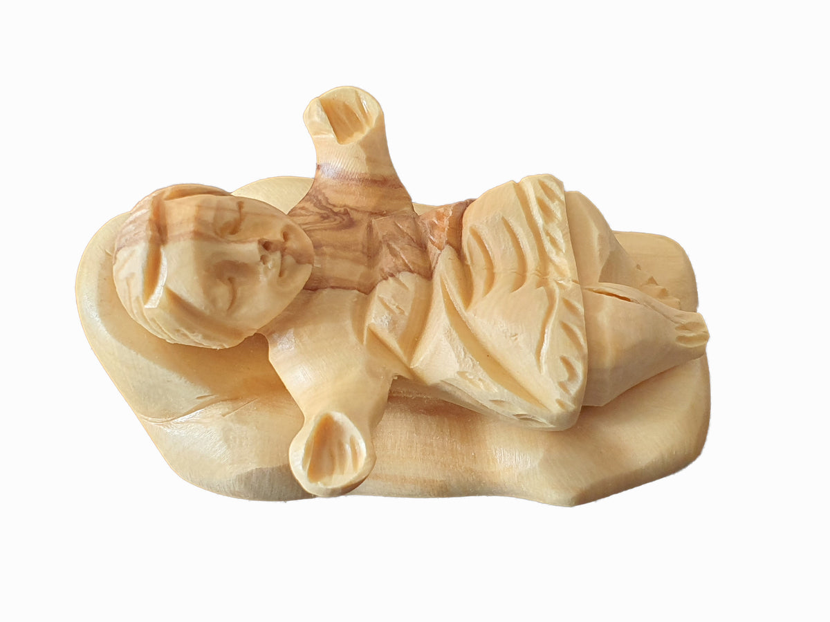 Baby Jesus in a Cradle Bethlehem Olive Wood 3" - Lion of Judah Market
