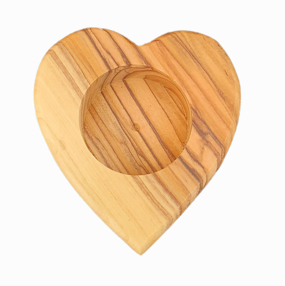 Bethlehem Olive Wood Heart Candle Holder - Lion of Judah Market