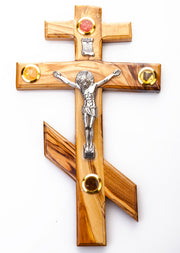 Russian Orthodox Cross Crucifix 10" Bethlehem Olive Wood - Lion of Judah Market