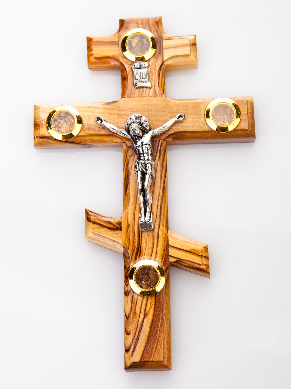 Russian Orthodox Cross Crucifix, 6" Bethlehem Olive Wood - Lion of Judah Market