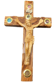 Olive Wood Cross Crucifix with Wooden Body 12" Bethlehem | Lion of Judah Market