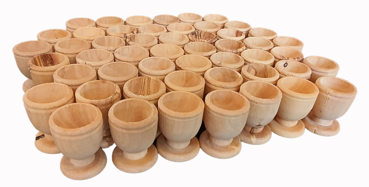 Set of 50 Handcrafted Olive Wood Communion Cups 1.75" from Bethlehem - Lion of Judah Market