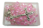 Pink Crystal Beads Catholic Rosary Holy Soil - Lion of Judah Market