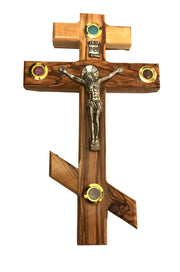 Russian Orthodox Cross Crucifix Bethlehem Olive Wood - 10" - Lion of Judah Market
