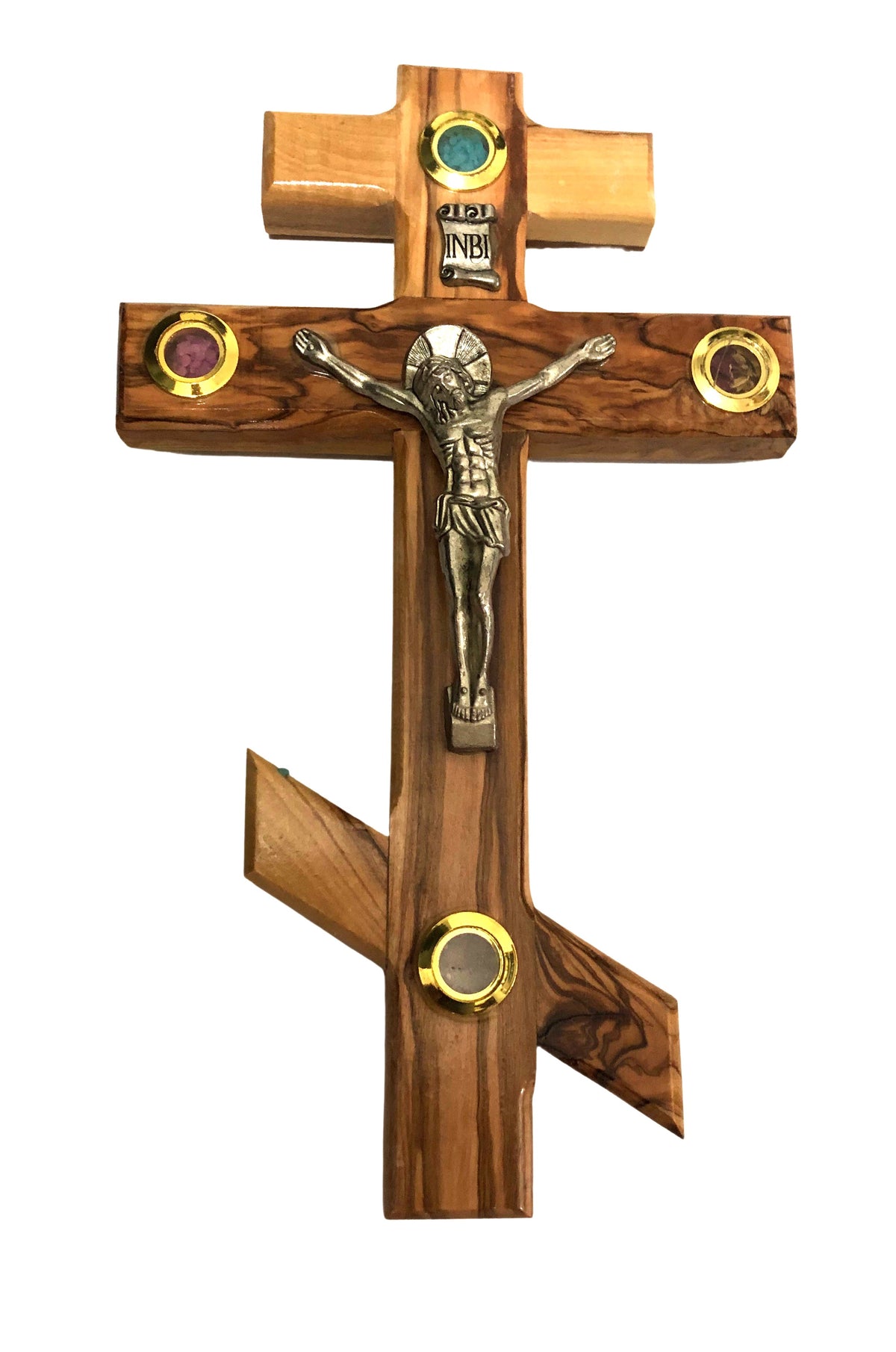 Russian Orthodox Cross Crucifix Bethlehem Olive Wood - 10" - Lion of Judah Market