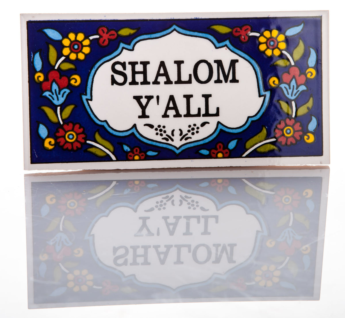 Armenian Ceramic Shalom Y'all Door Plaque from Jerusalem - Lion of Judah Market