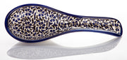 Traditional Jerusalem Ceramic Spoon Rest Blue and Black Flowers - Lion of Judah Market