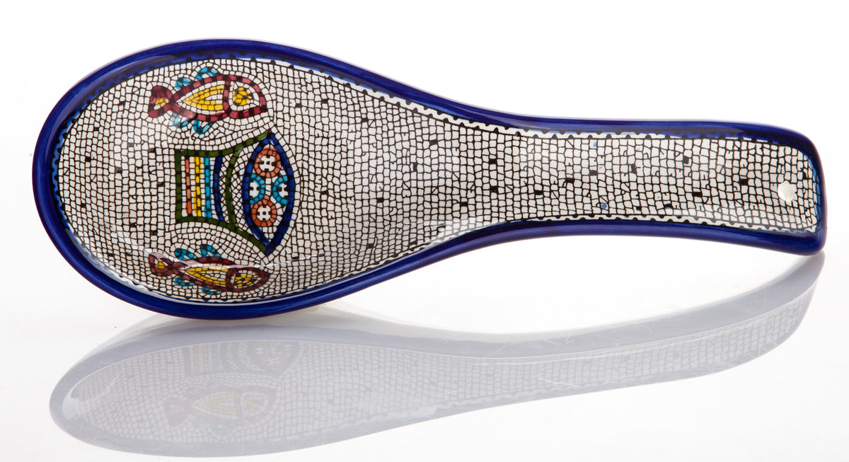 Traditional Jerusalem Ceramic Spoon Rest Tabgha - Lion of Judah Market