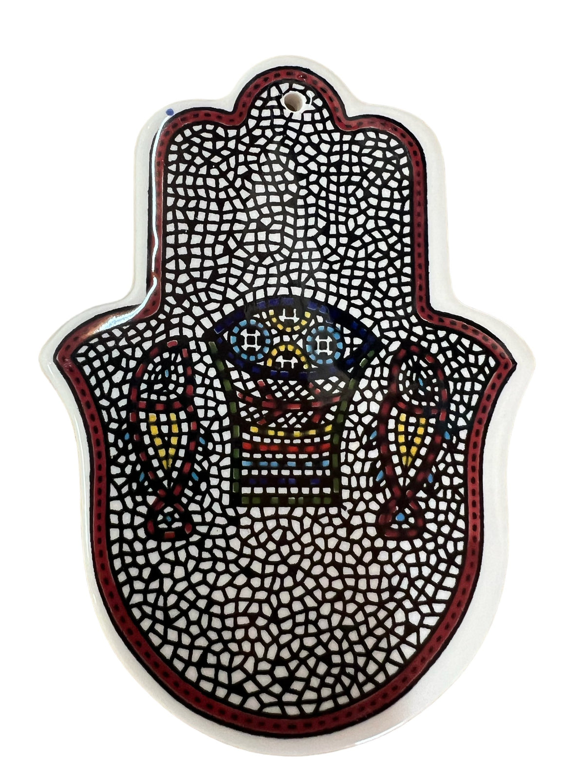 Armenian Ceramic Tabgha Hamsa Door Plaque from Jerusalem - Lion of Judah Market